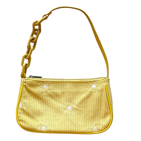 Art class Yellow Corduroy Embroidered Daisy Chain Bag Purse Excellent Condition! - Picture 1 of 6